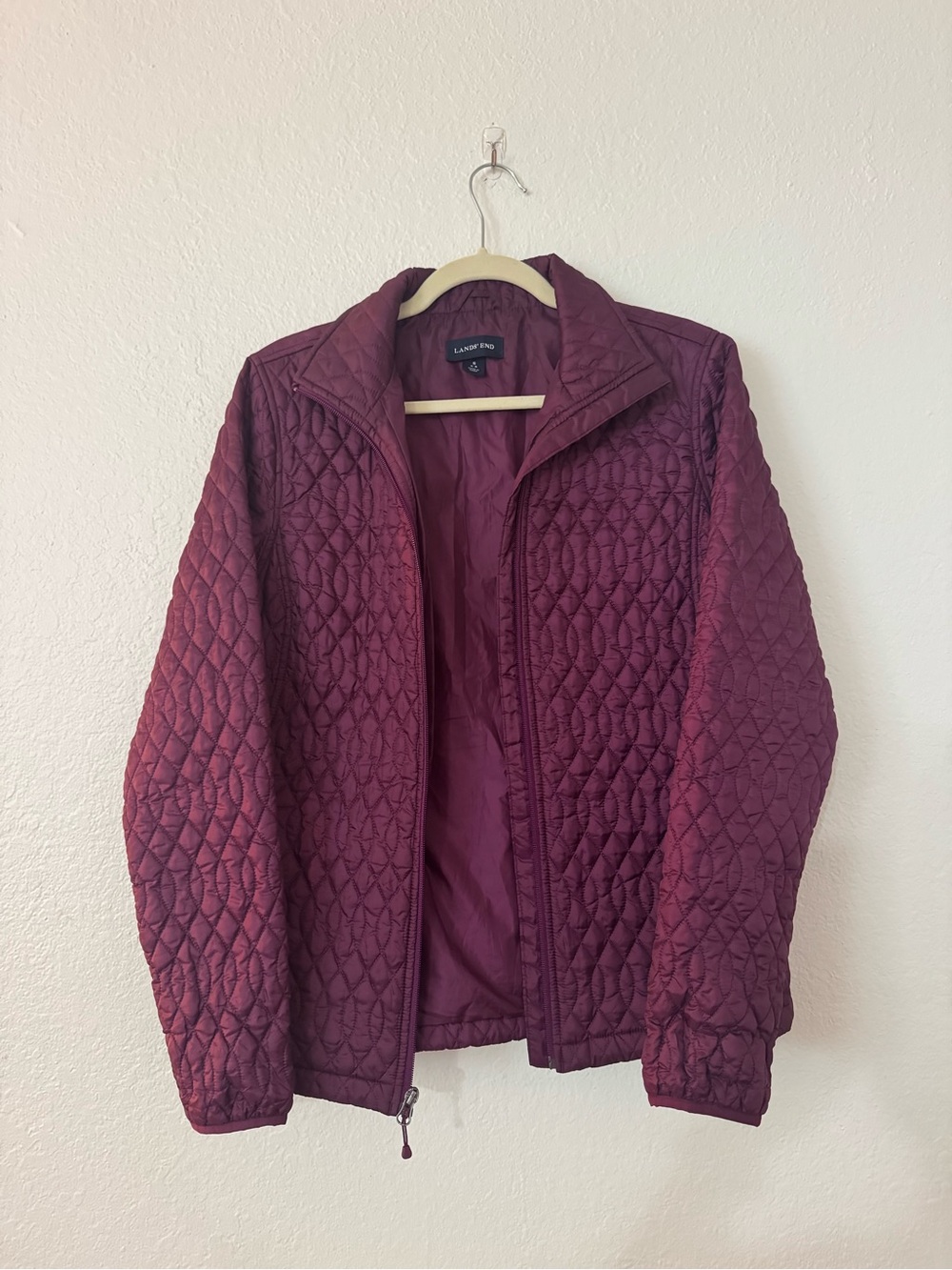 Lands' End Women’s Quilted Wine Colored Puffer Jacket